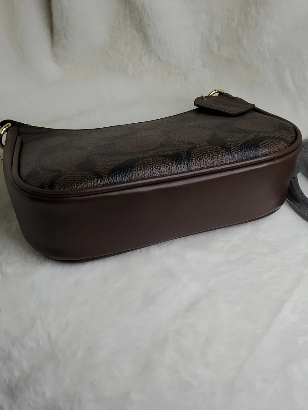 Brown Signature Canvas Shoulder Bag with Gold Chain Inspir@d Luxury Bag